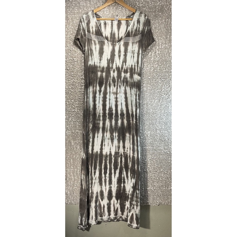 XCVI Green Sleeveless V-Neck Gauze Tie Dye Maxi Dress M Slits Beach Vacation